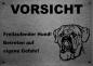 Preview: Edelstahl Warnschild Cane Corso VORSICHT Freilaufender Hund! Betreten auf eigene Gefahr!